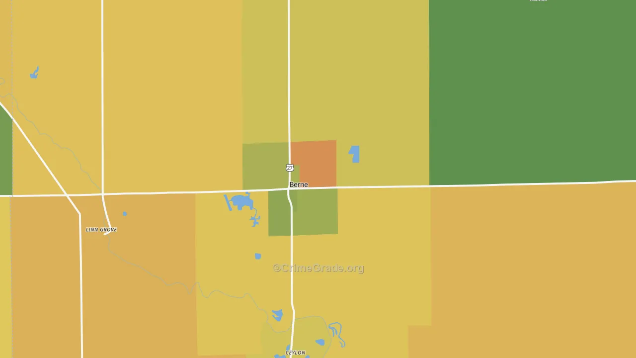 Berne, IN Map of Vandalism Rates