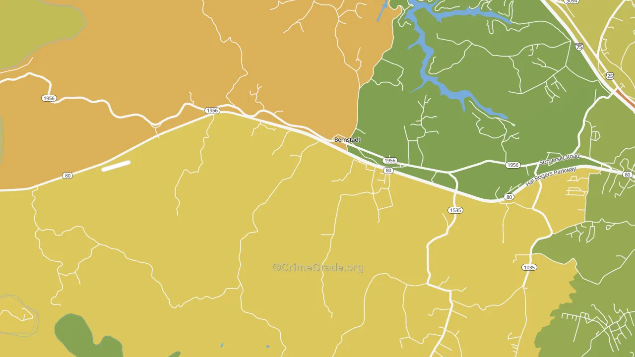 Bernstadt, KY Map of Vandalism Rates