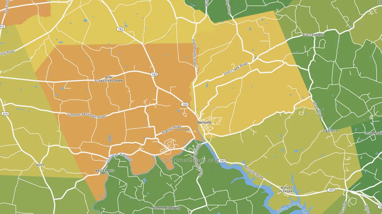 Bernville, PA Map of Vandalism Rates