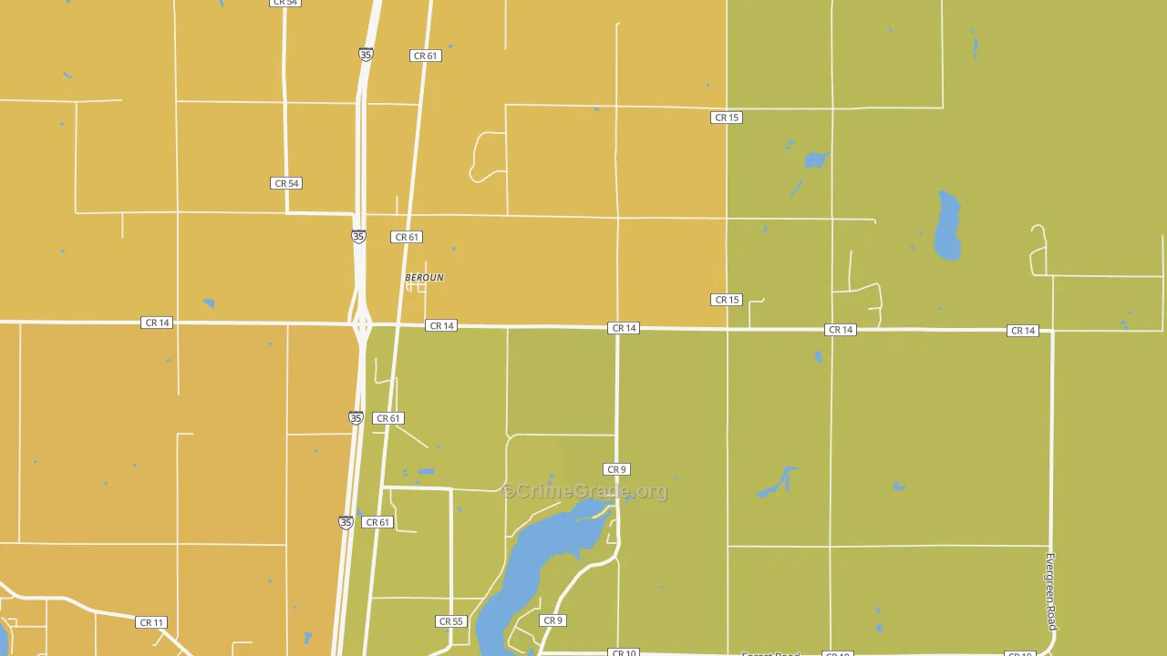 Beroun, MN Map of Vandalism Rates