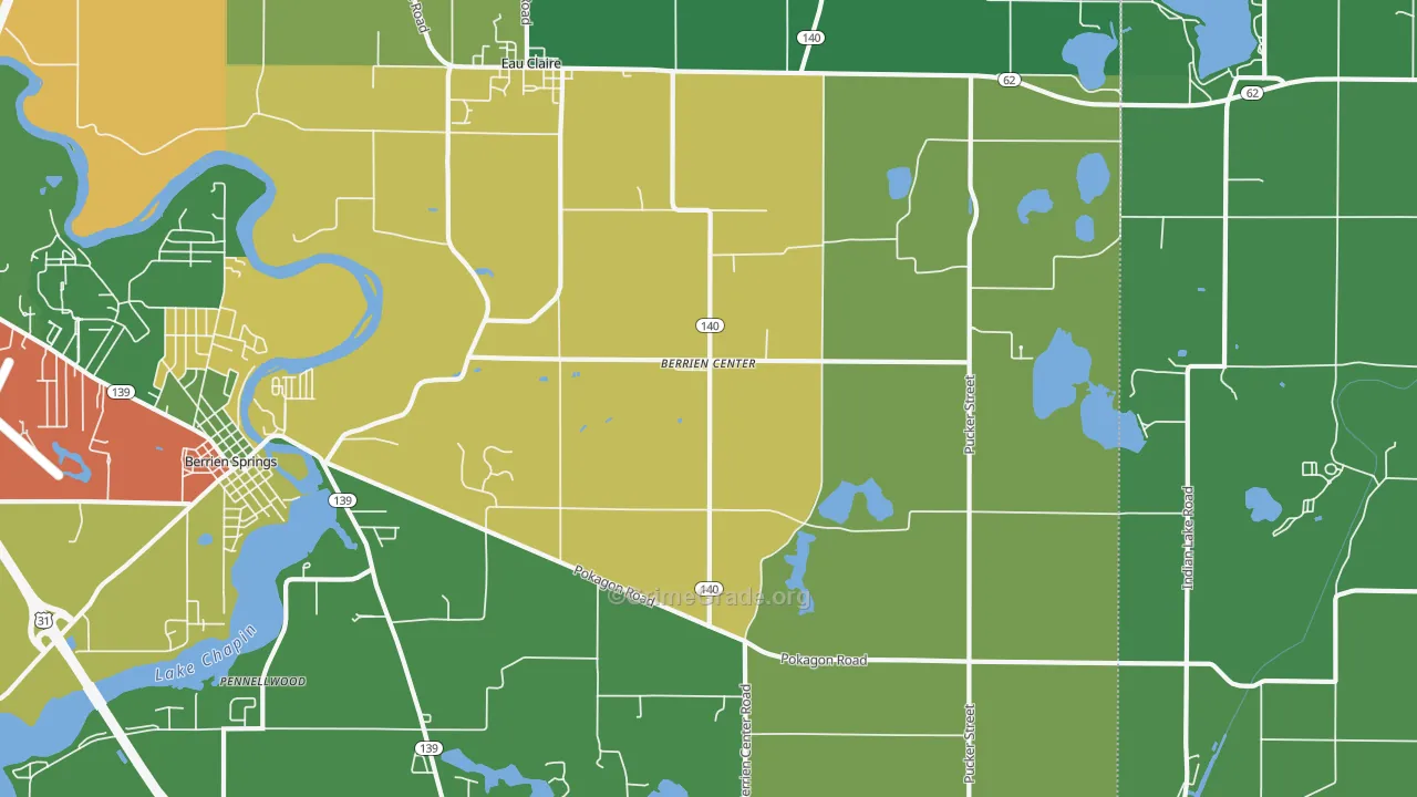 Berrien Center, MI Map of Vandalism Rates