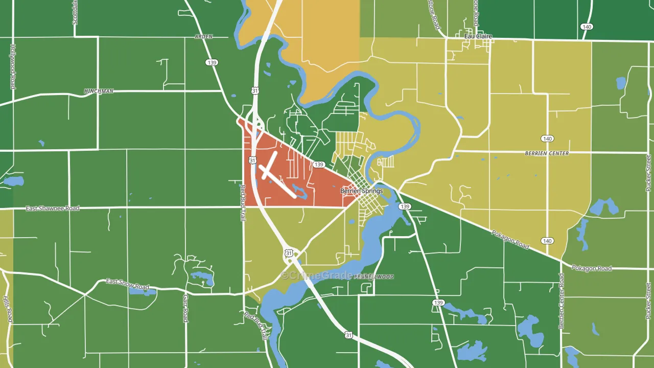 Berrien Springs, MI Map of Vandalism Rates