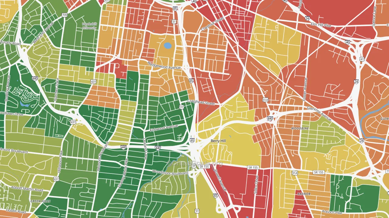 Berry Hill, TN Map of Vandalism Rates