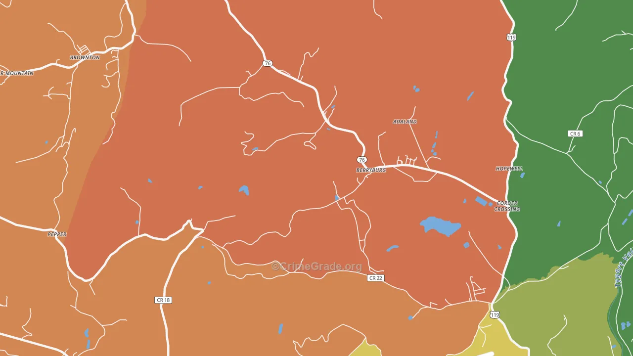Berryburg, WV Map of Vandalism Rates