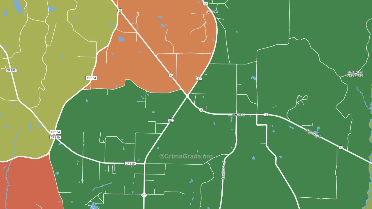 Berrydale, FL Map of Vandalism Rates