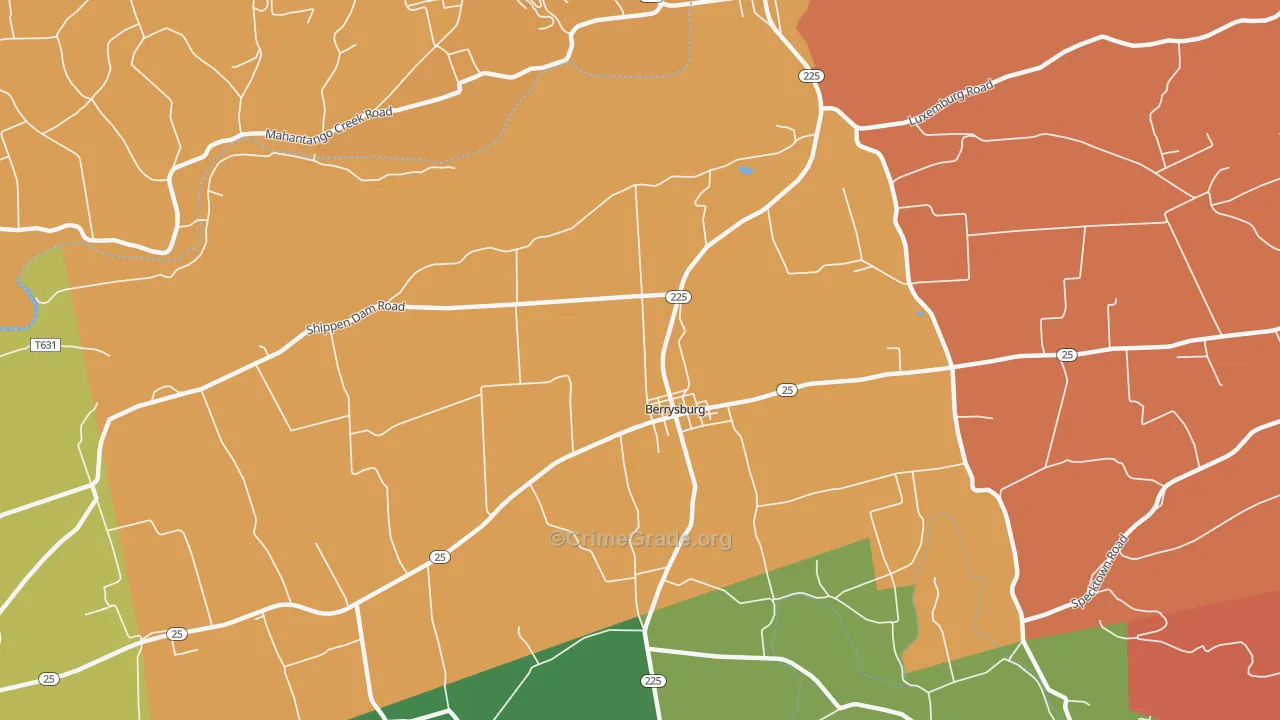 Berrysburg, PA Map of Vandalism Rates
