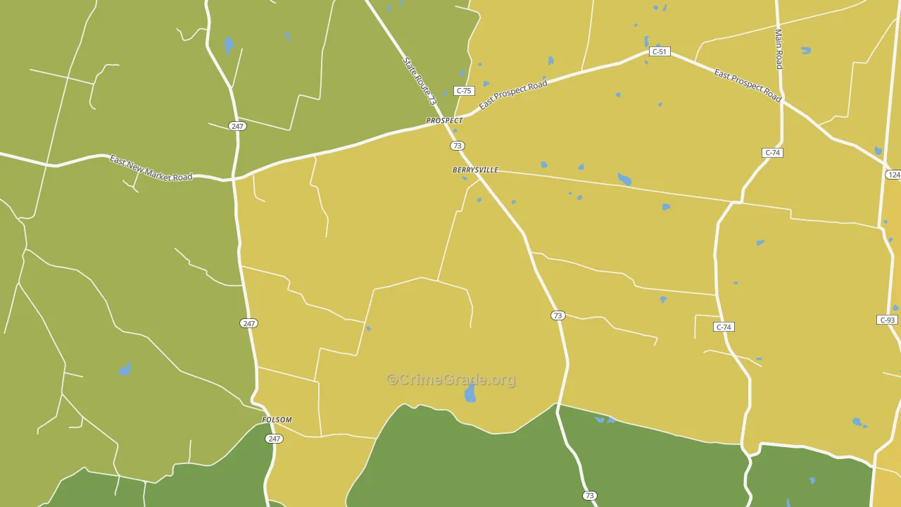 Berrysville, OH Map of Vandalism Rates