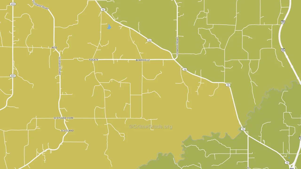 Berryville, MS Map of Vandalism Rates