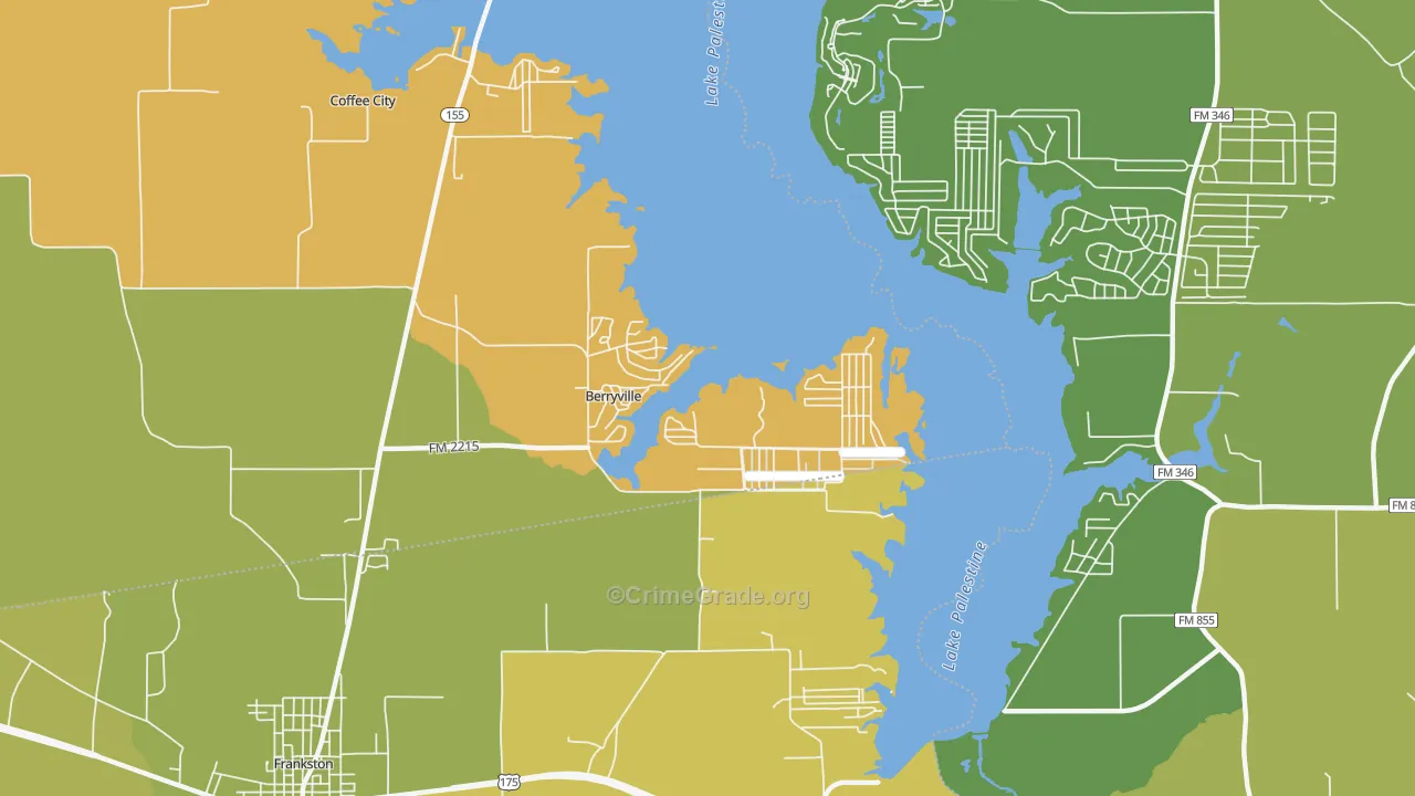Berryville, TX Map of Vandalism Rates