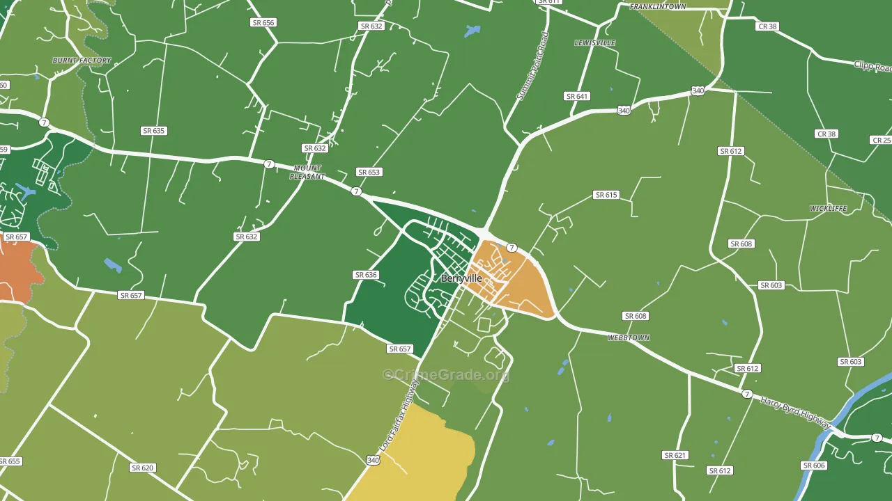 Berryville, VA Map of Vandalism Rates