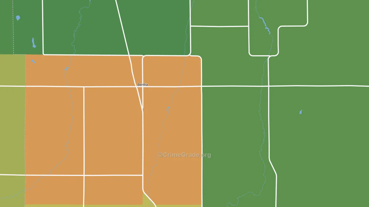 Bertha, MN Map of Vandalism Rates