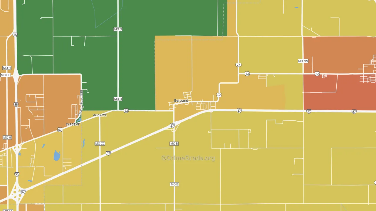 Bertrand, MO Map of Vandalism Rates