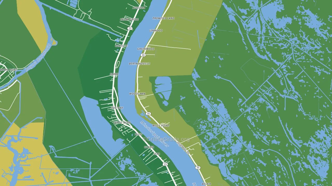 Bertrandville, LA Map of Vandalism Rates