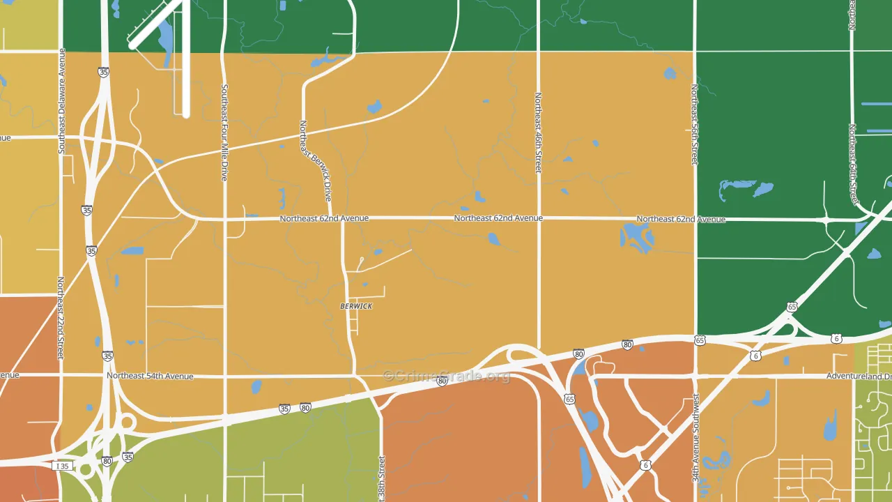 Berwick, IA Map of Vandalism Rates