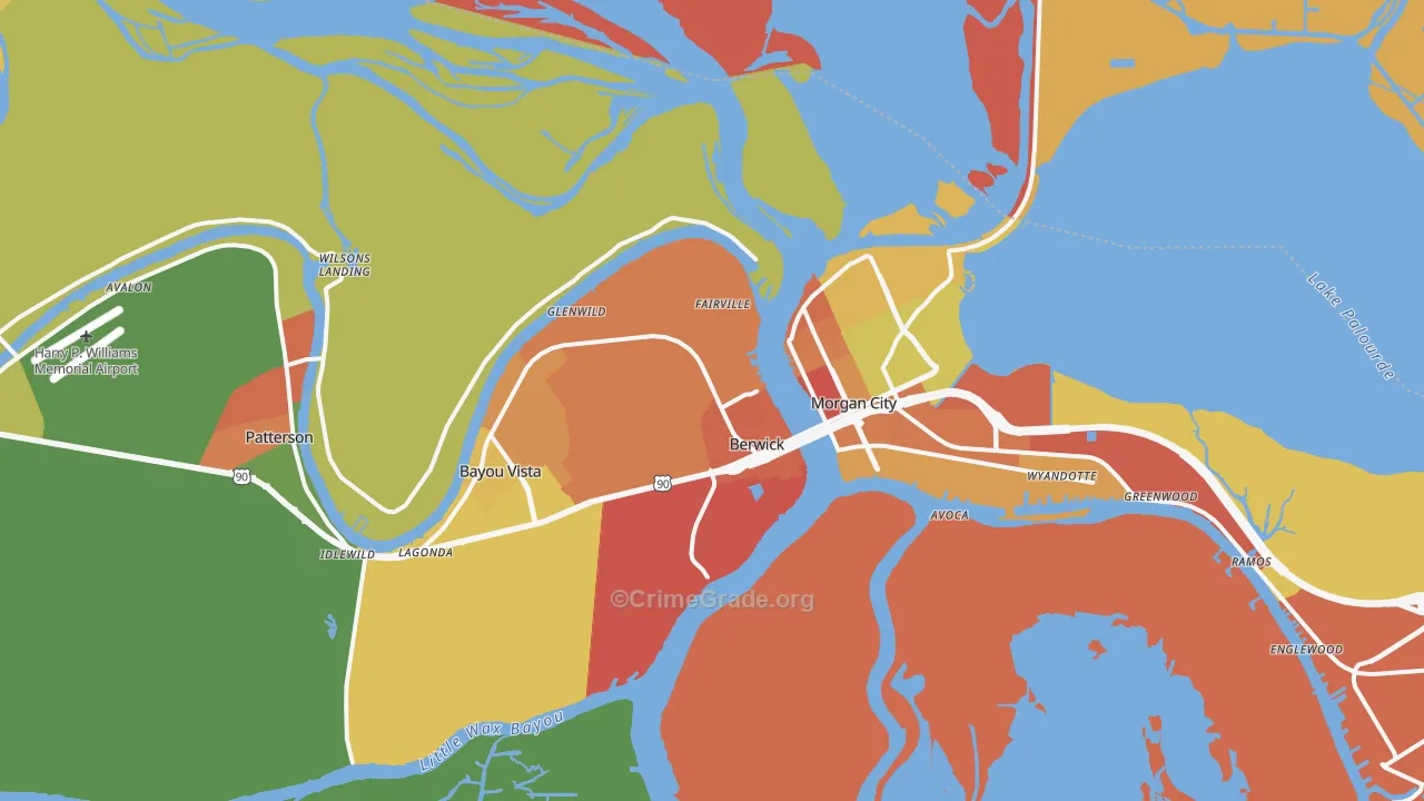 Berwick, LA Map of Vandalism Rates