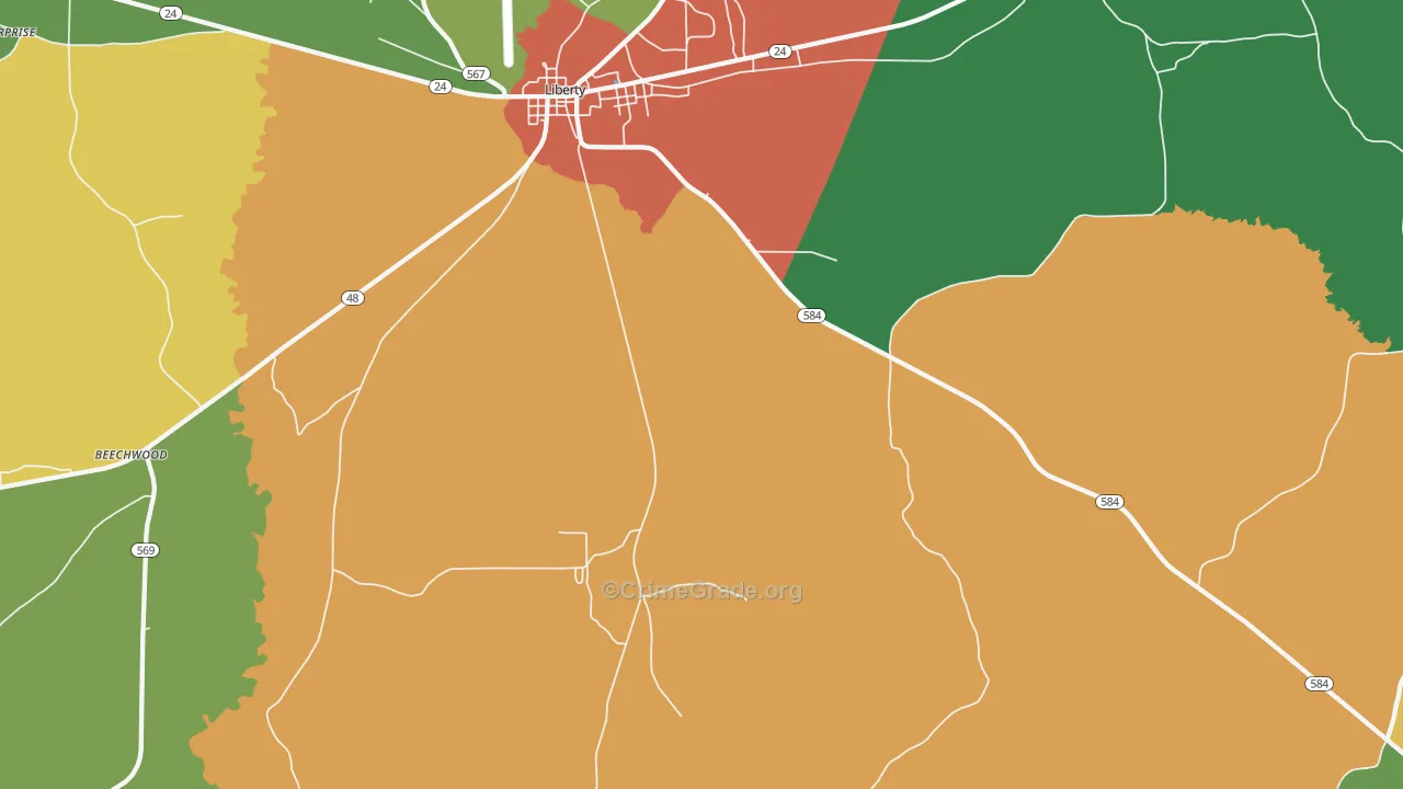 Berwick, MS Map of Vandalism Rates
