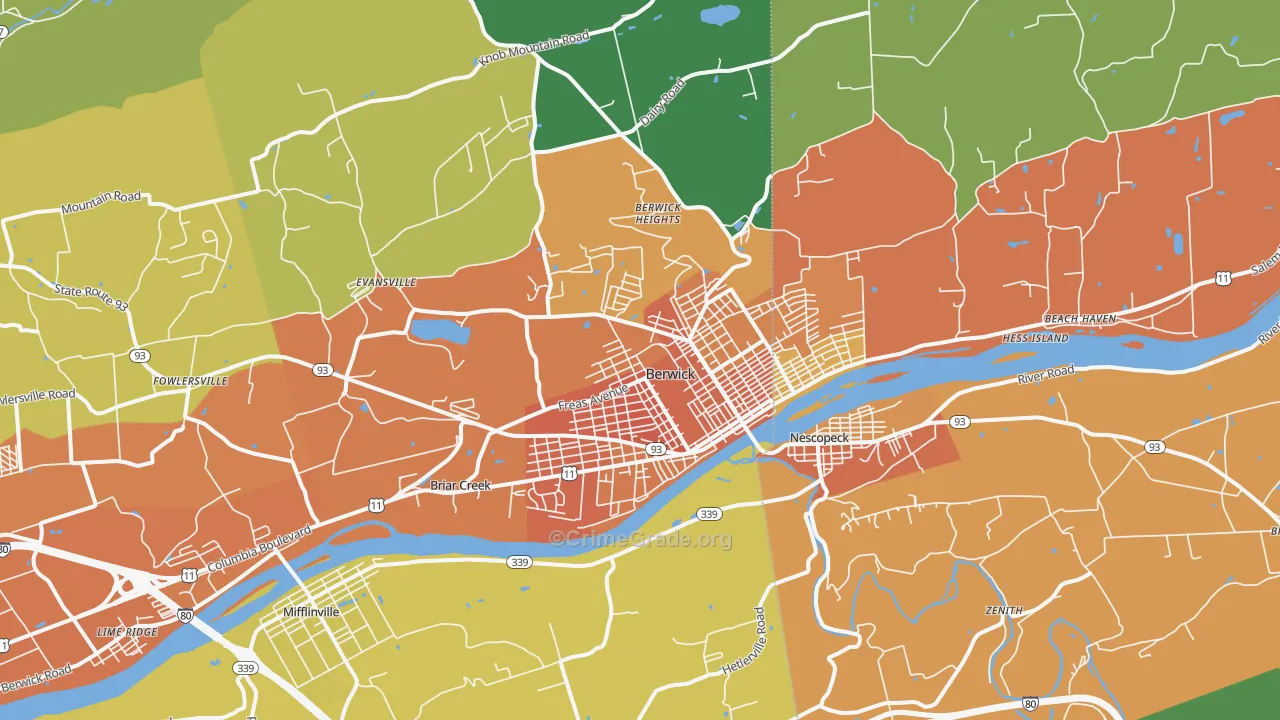 Berwick, PA Map of Vandalism Rates