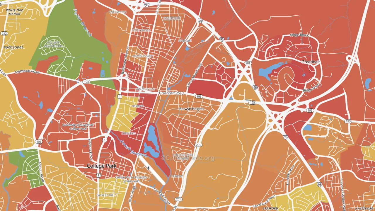 Berwyn Heights, MD Map of Vandalism Rates