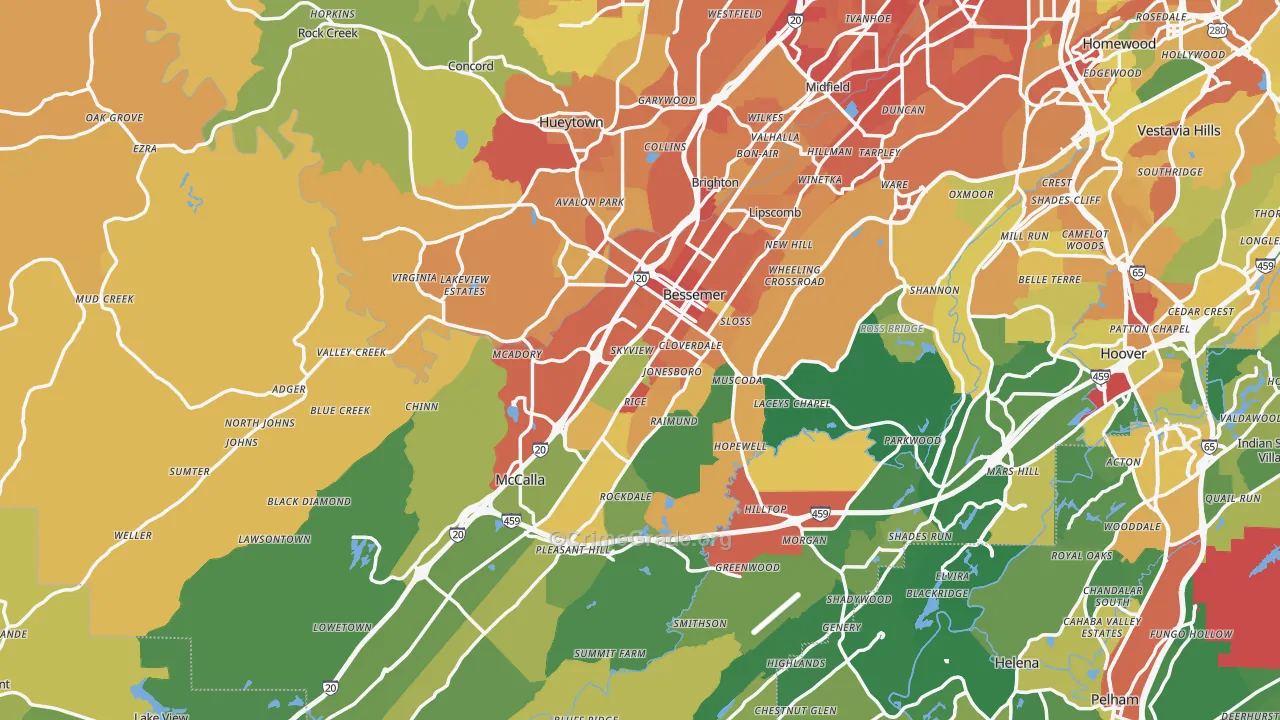 Bessemer, AL Map of Vandalism Rates