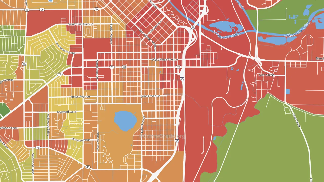 Bessemer, Pueblo, CO Map of Vandalism Rates