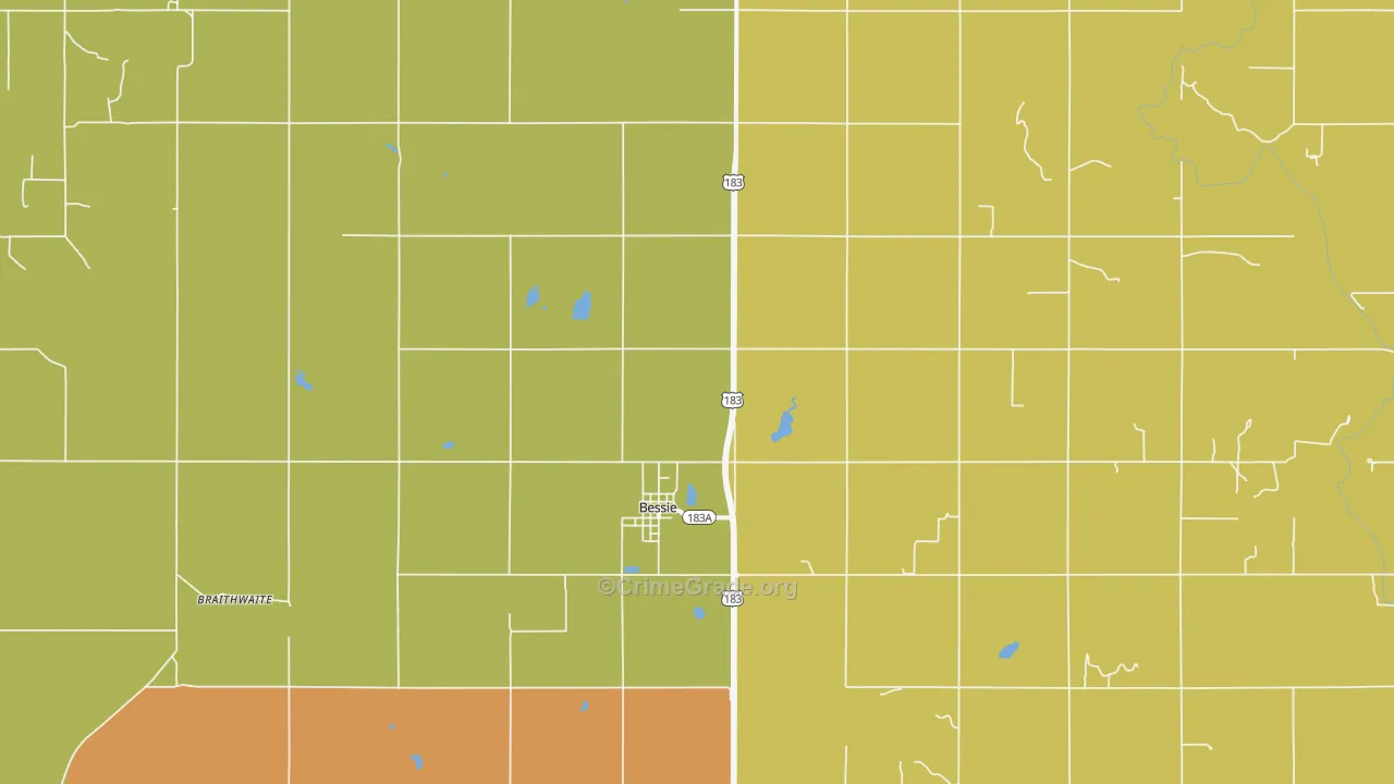 Bessie, OK Map of Vandalism Rates