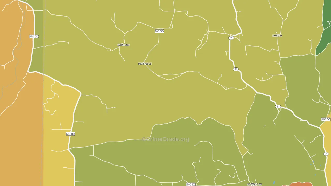 Bessville, MO Map of Vandalism Rates