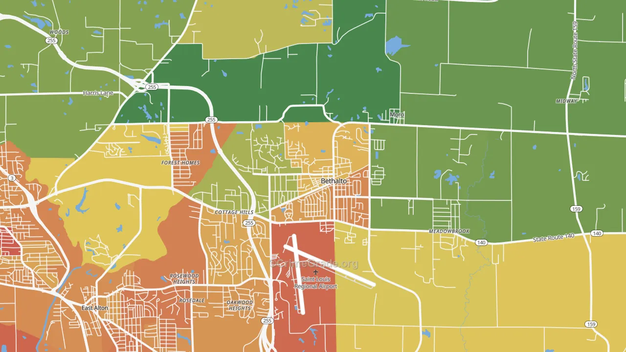 Bethalto, IL Map of Vandalism Rates