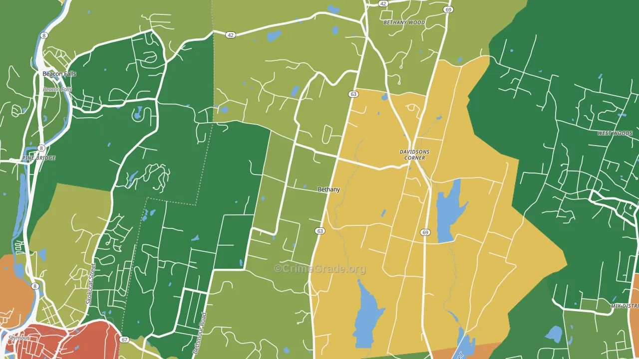 Bethany, CT Map of Vandalism Rates
