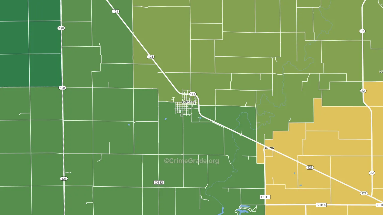 Bethany, IL Map of Vandalism Rates