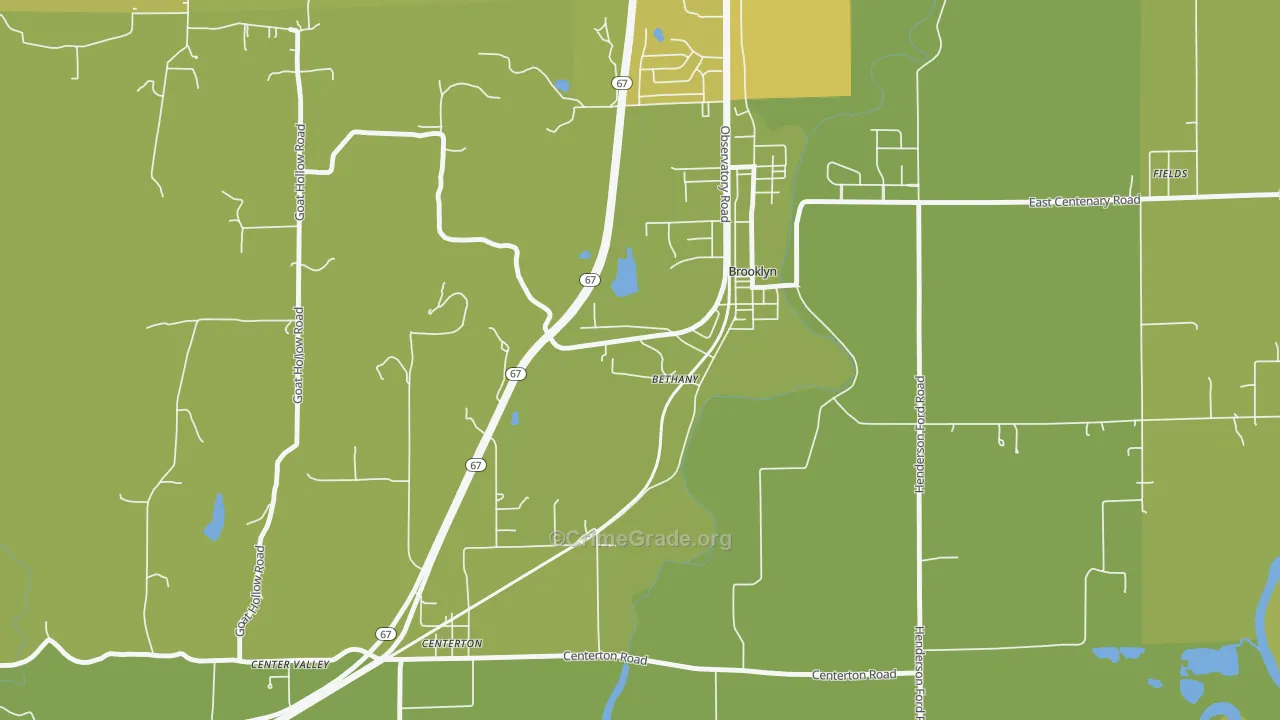 Bethany, IN Map of Vandalism Rates