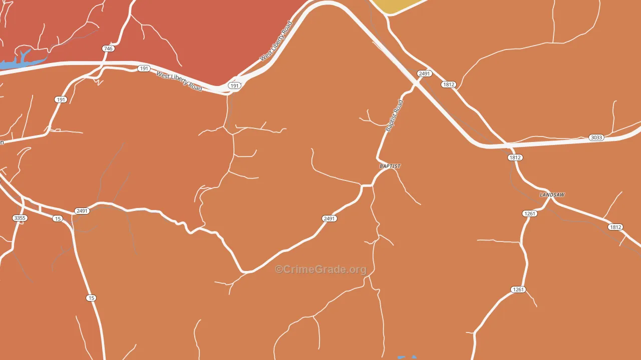 Bethany, KY Map of Vandalism Rates