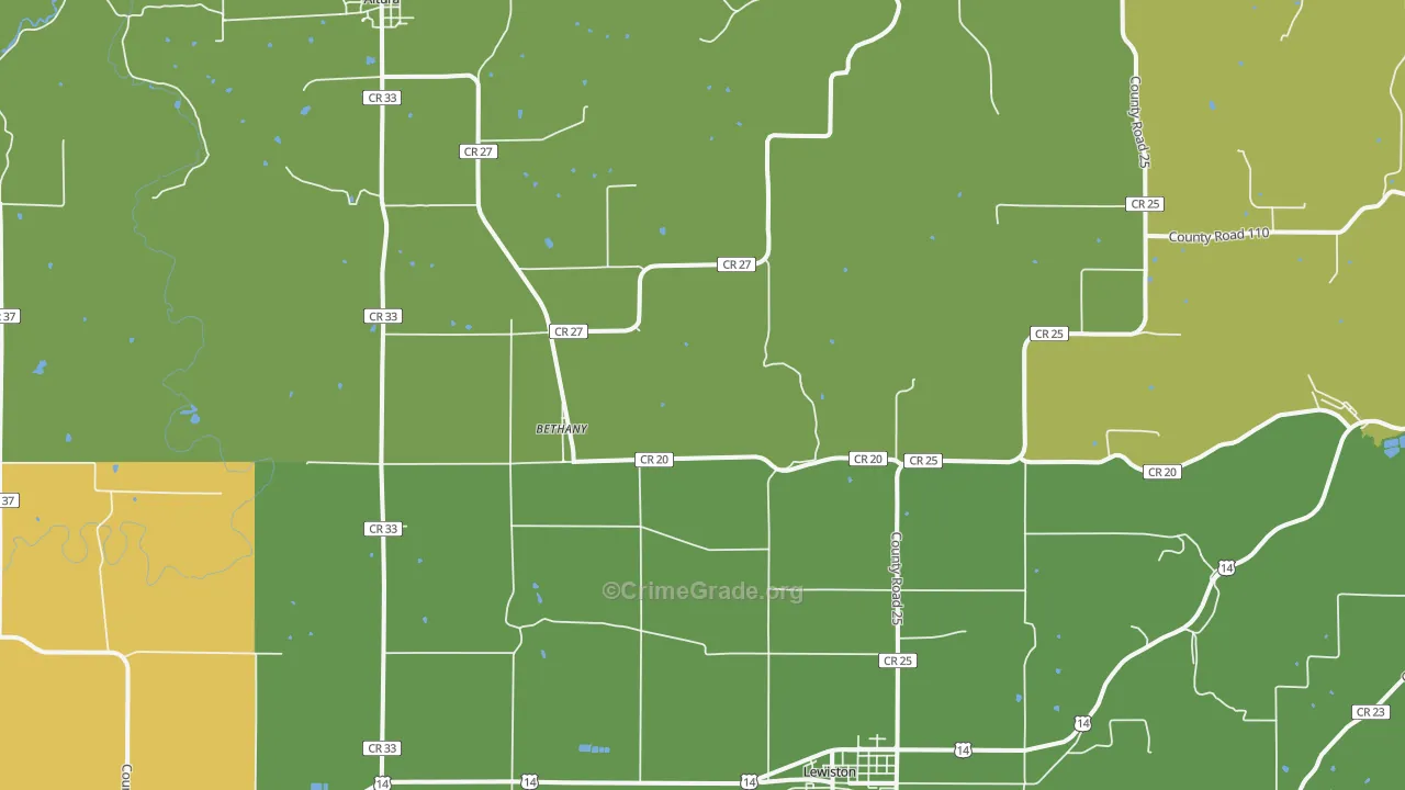 Bethany, MN Map of Vandalism Rates