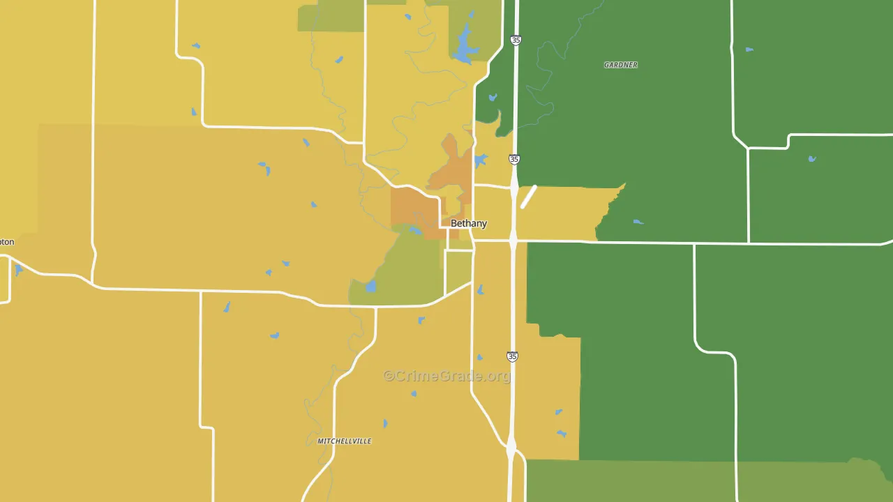Bethany, MO Map of Vandalism Rates