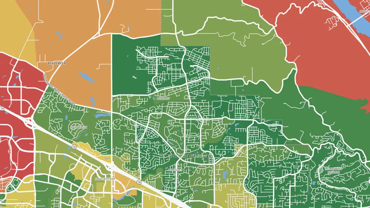 Bethany, OR Map of Vandalism Rates