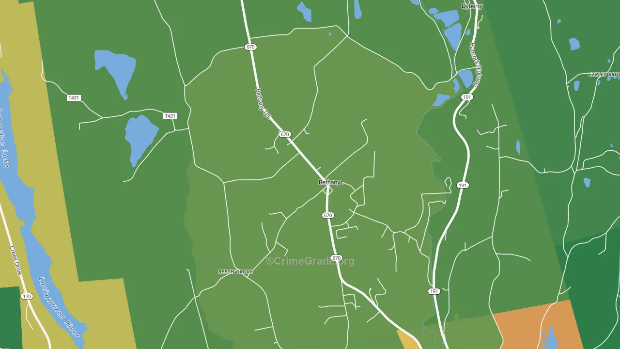 Bethany, PA Map of Vandalism Rates