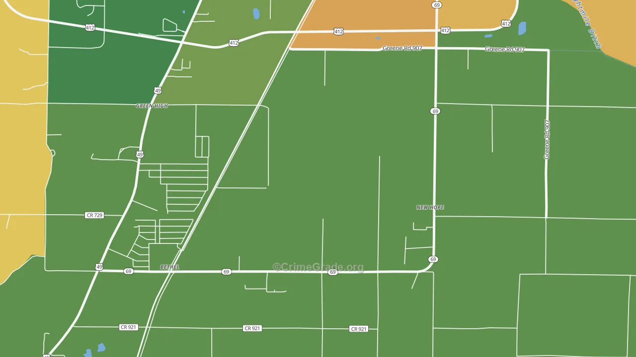 Bethel, AR Map of Vandalism Rates