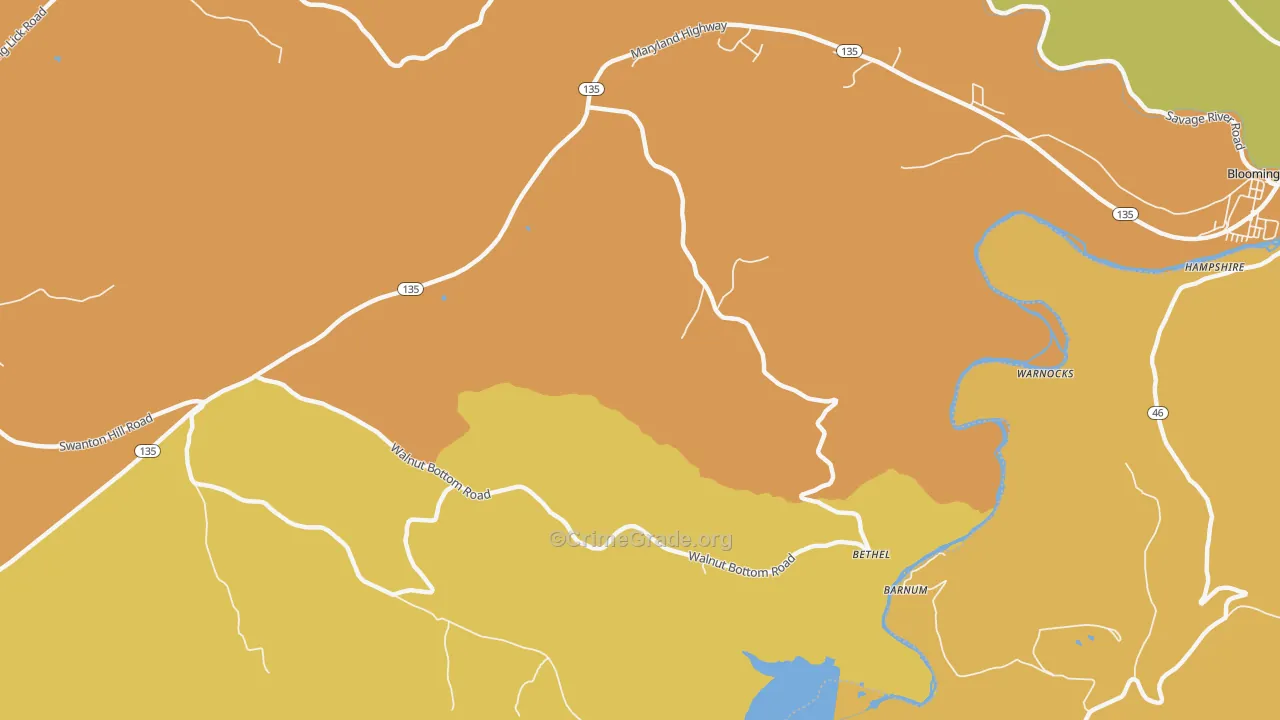 Bethel, MD Map of Vandalism Rates