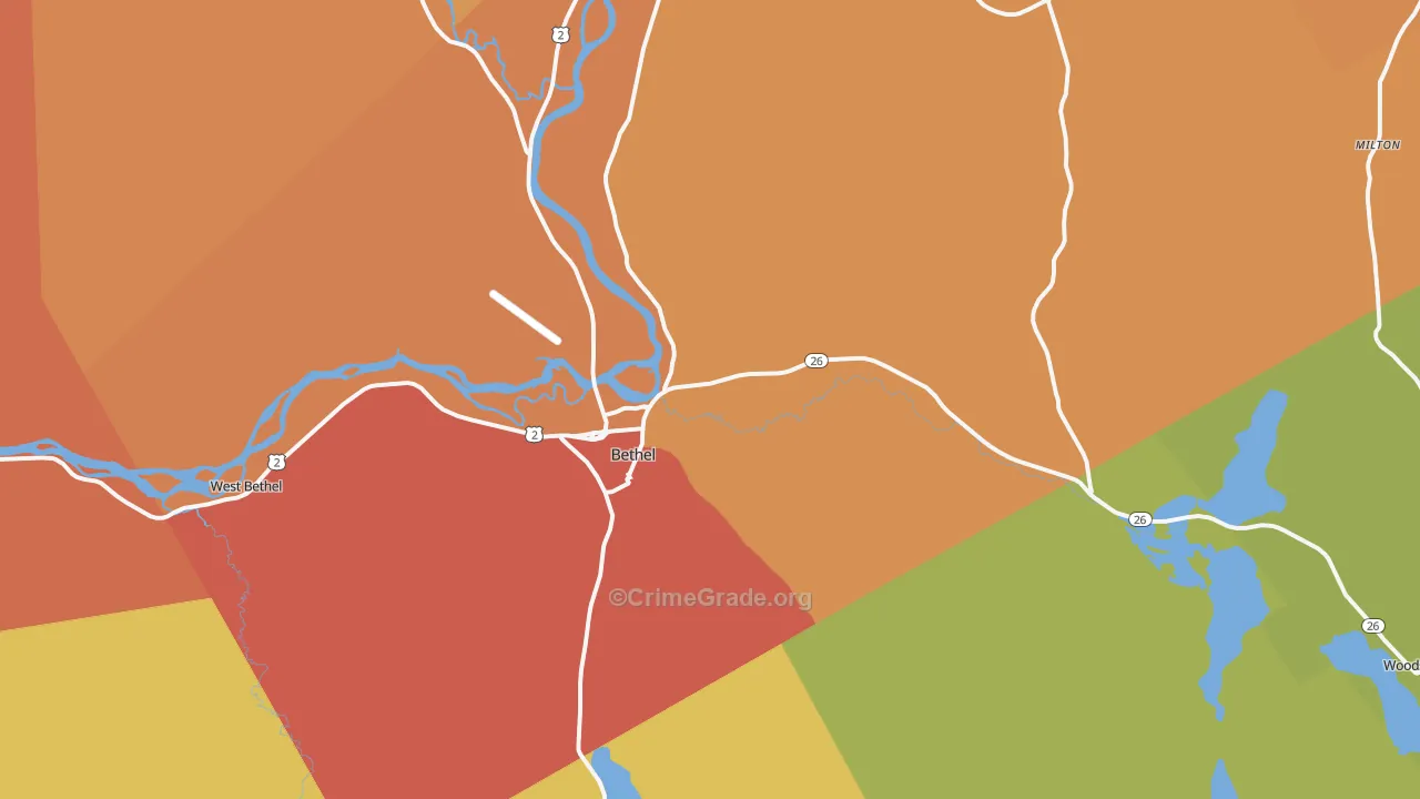 Bethel, ME Map of Vandalism Rates