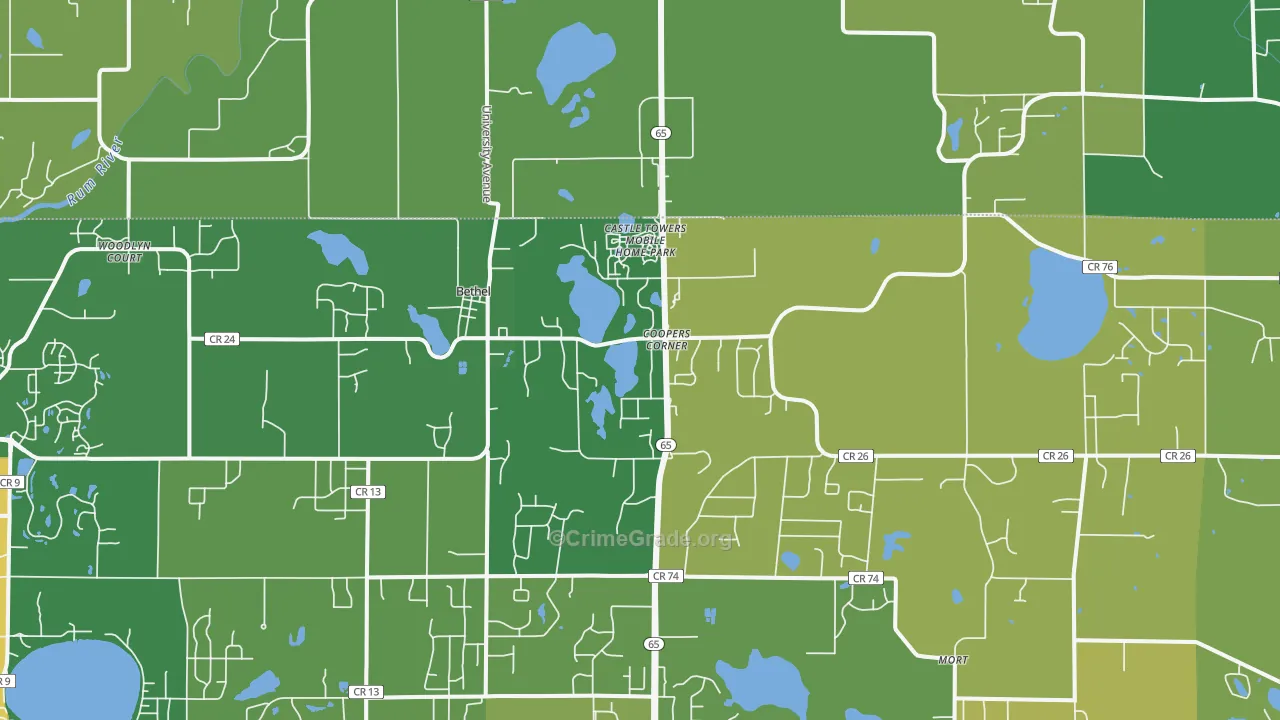 Bethel, MN Map of Vandalism Rates