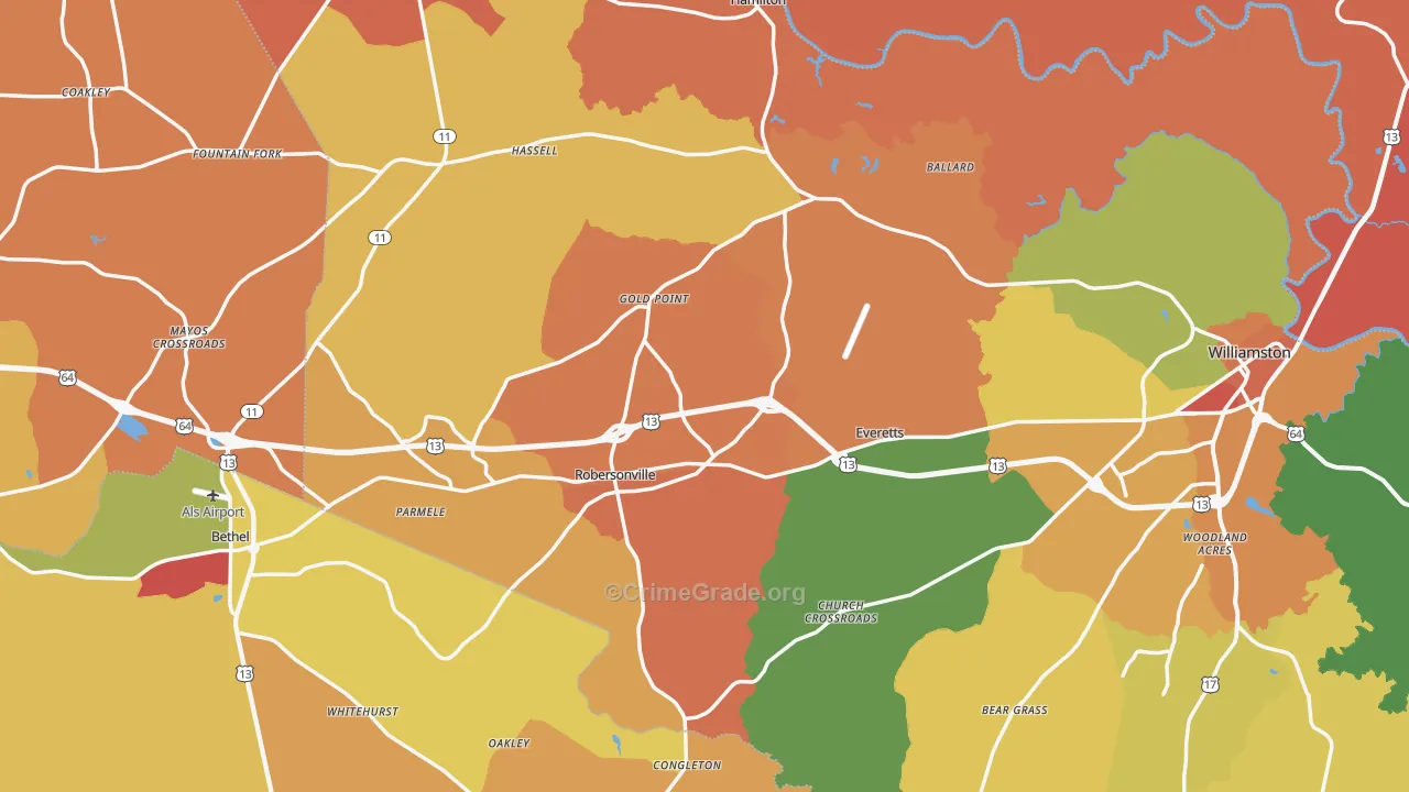 Bethel, NC Map of Vandalism Rates