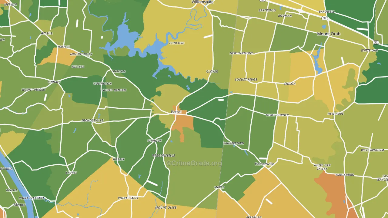 Bethel, OH Map of Vandalism Rates