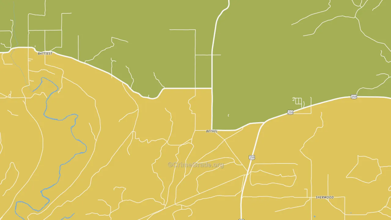 Bethel, OK Map of Vandalism Rates