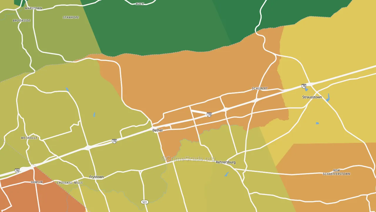 Bethel, PA Map of Vandalism Rates