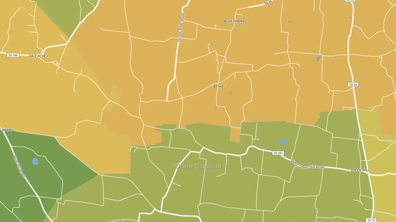 Bethel, TN Map of Vandalism Rates