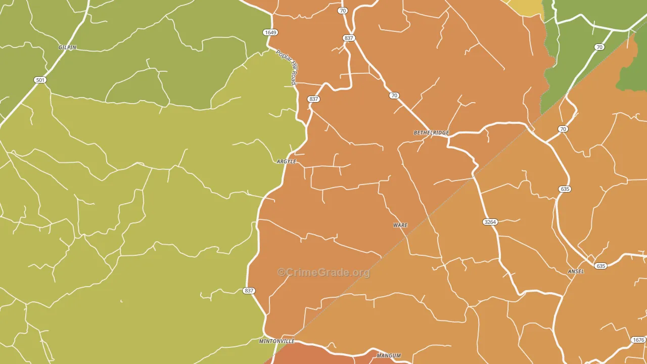 Bethelridge, KY Map of Vandalism Rates