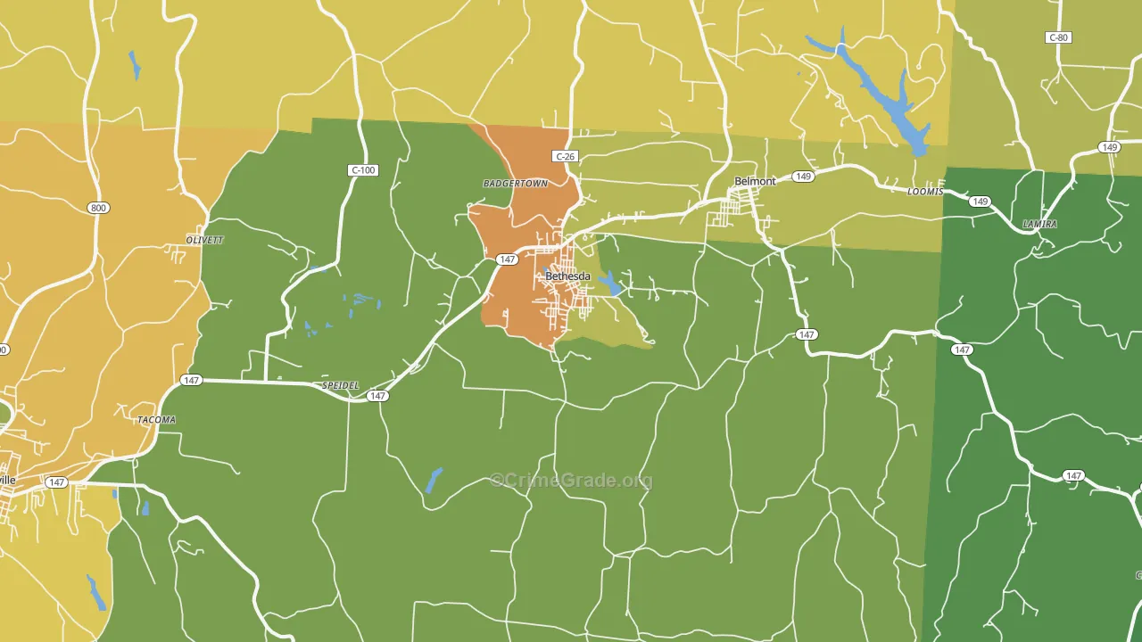 Bethesda, OH Map of Vandalism Rates