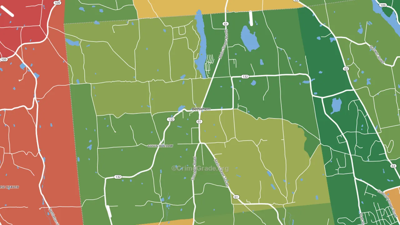 Bethlehem, CT Map of Vandalism Rates