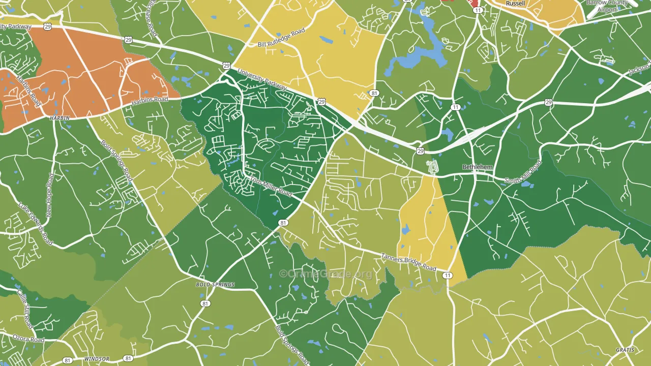 Bethlehem, GA Map of Vandalism Rates
