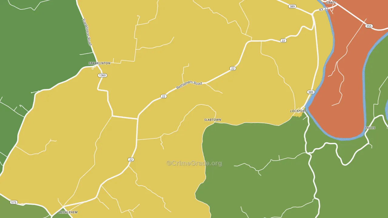Bethlehem, KY Map of Vandalism Rates