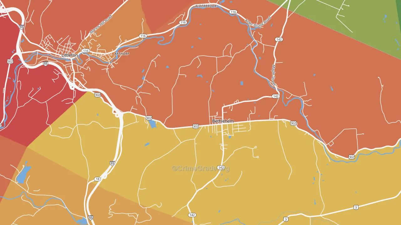 Bethlehem, NH Map of Vandalism Rates